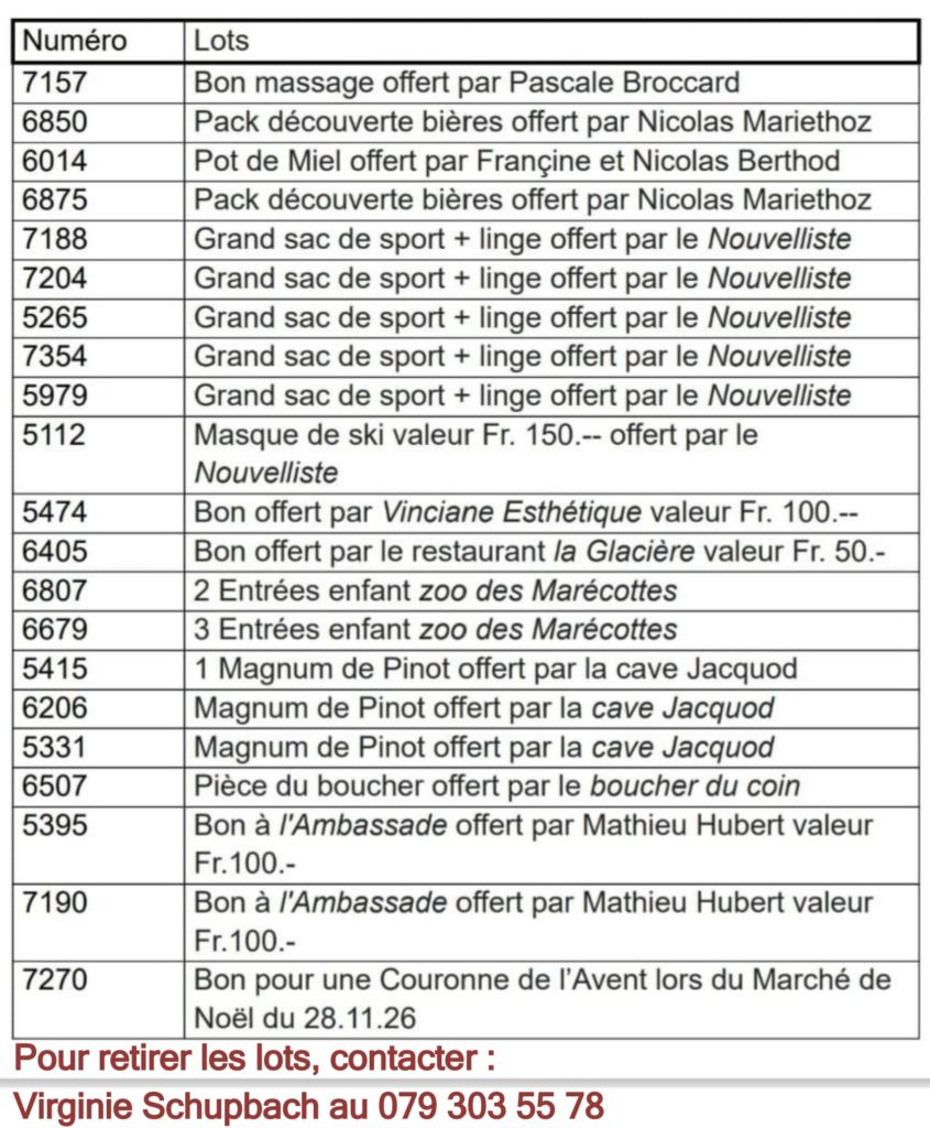 Fête patronale villageoise  2026 - Tombola